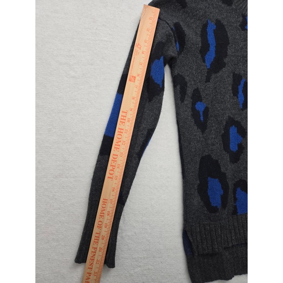 Athleta Leopard Wool Cashmere Crew Sweater Charcoal Grey Size S  511408 - Picture 6 of 9
